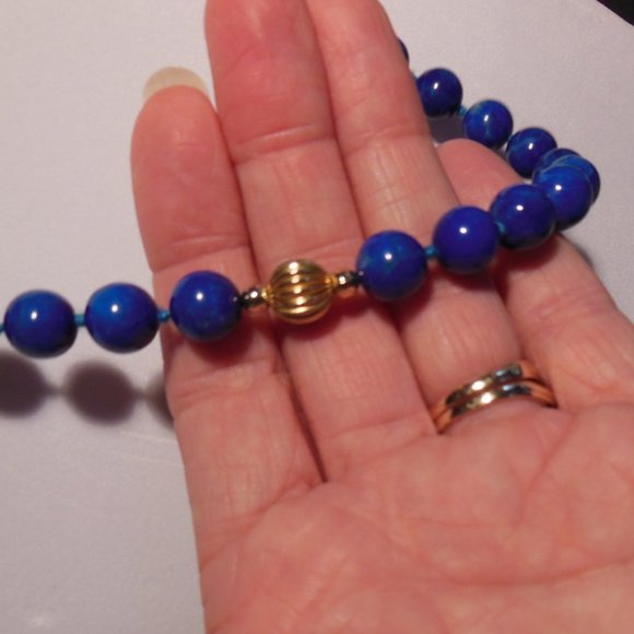 Lapis Lazuli Hand-knotted Bead Necklace - 32 in - Picture 8 of 9